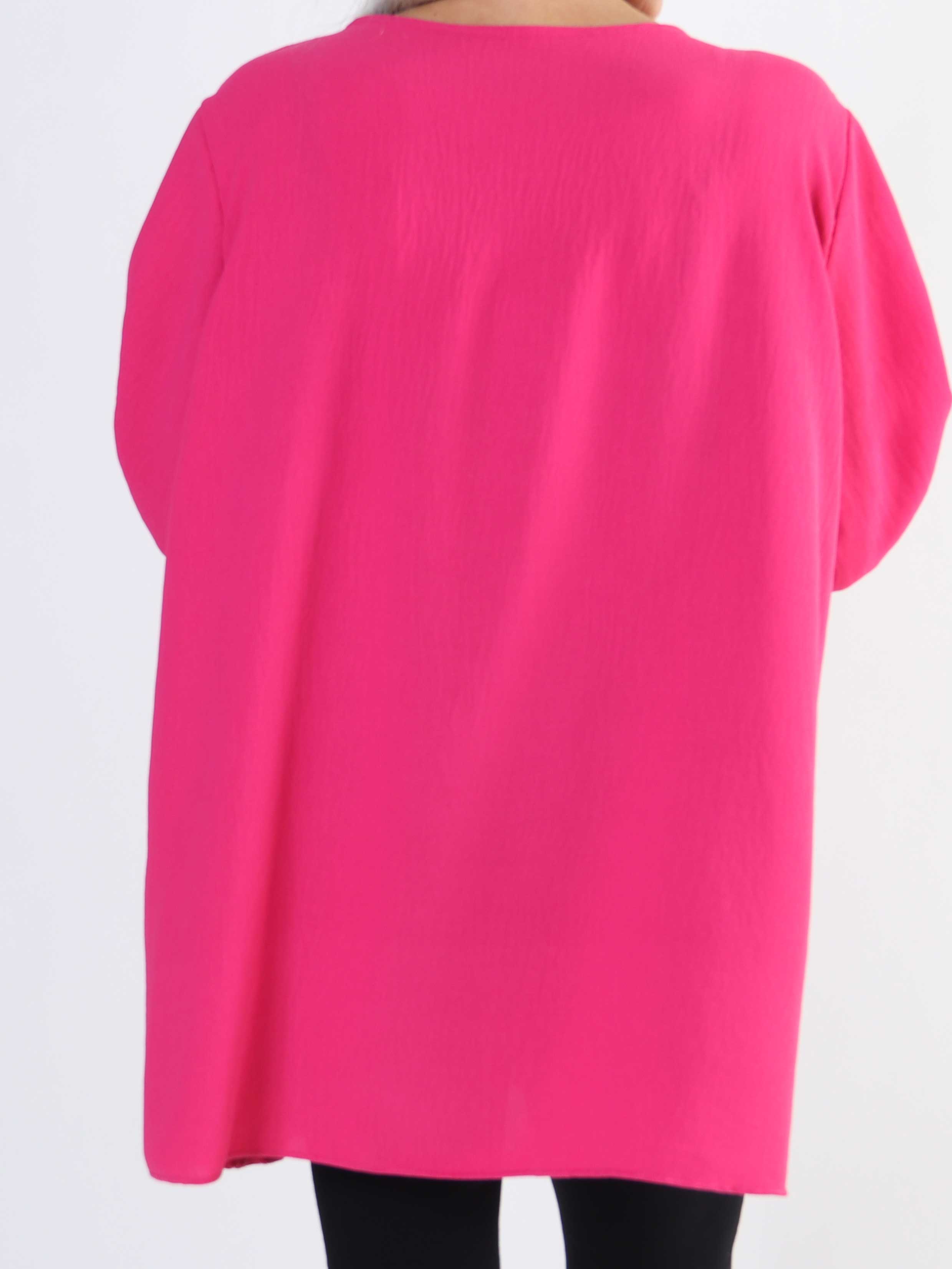 Claudia - Ensfarvet plus size tunika med lynlås